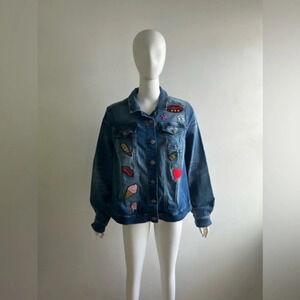 Love & Legend PATCHES Y2K DENIM JEANS Jacket   sz US XXL NWT